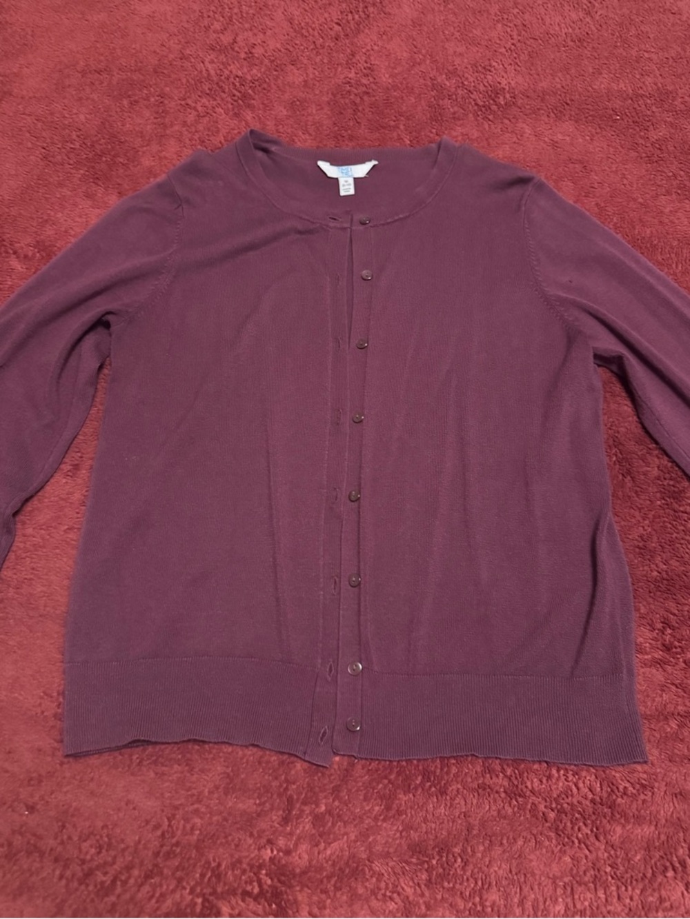 Time and Tru Women's Crew Neck Cardigan Sweater Purple Size M 8-10